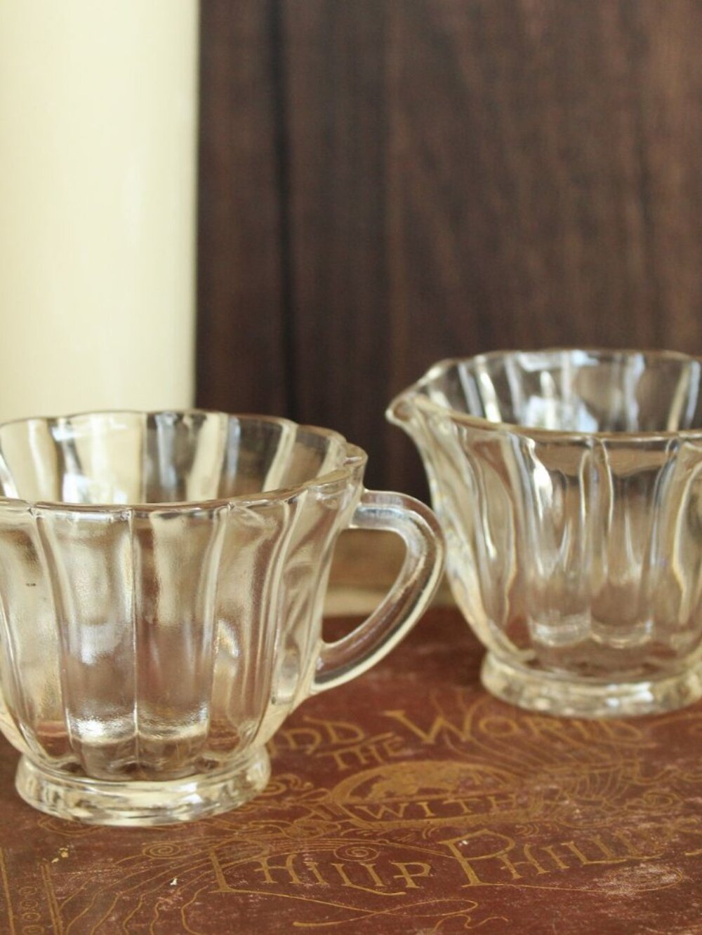 Vintage Glass Sugar And Creamer Set, High Tea Party Serving Set, Coffee